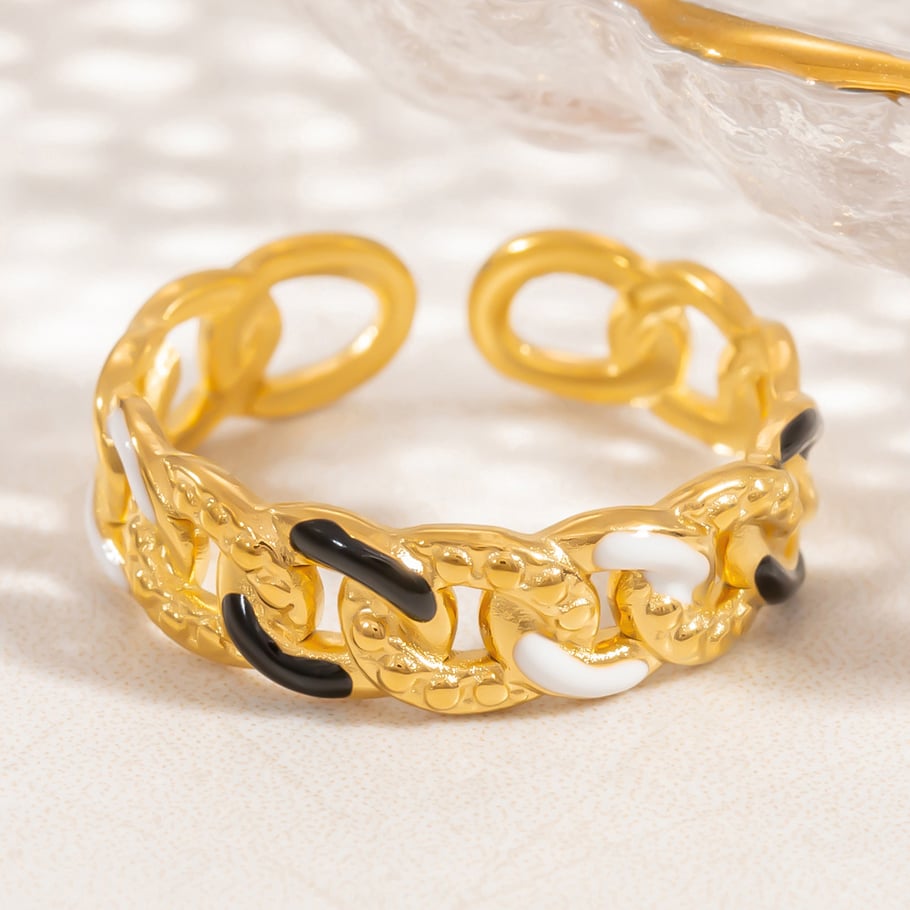 1 Stück Romantische Serie Sweet Star Edelstahl Gold Farbe Damen verstellbare Ringe Bild6