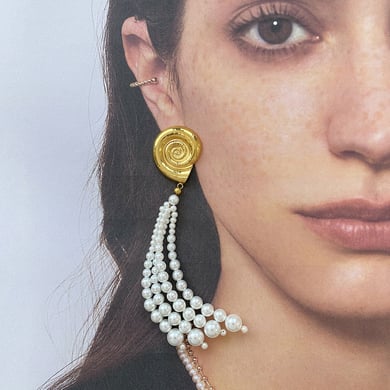 1 Pair Romantic Series Europe and America shell Stainless Steel 18K Gold Plated Artificial Pearl Women Drop Earrings h5 Picture5