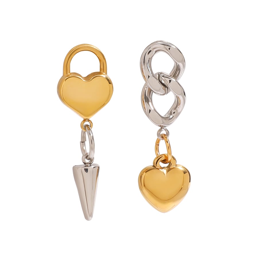 1 Pair Fashionable Series Classic Love Heart Shape Stainless Steel Gold And Silver Mixed Color Women's Drop Earrings Picture5