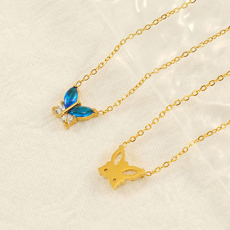 1 Piece Simple Series Simple Bow Knot Titanium Steel 18K Gold Plated Zircon Women Pendant Necklaces Picture3