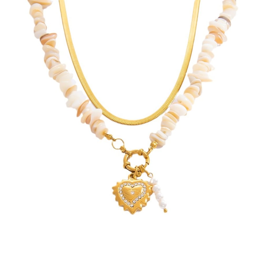 1 Piece Romantic Series Daily Heart Stainless Steel 18K Gold Color Plated Rhinestone Women's Pendant Necklaces Picture10