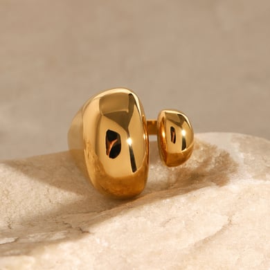 1 Paar Simple Series Ins Style Geometrischer Edelstahl 18 Karat vergoldet Verstellbare Damenringe h5 Bild5
