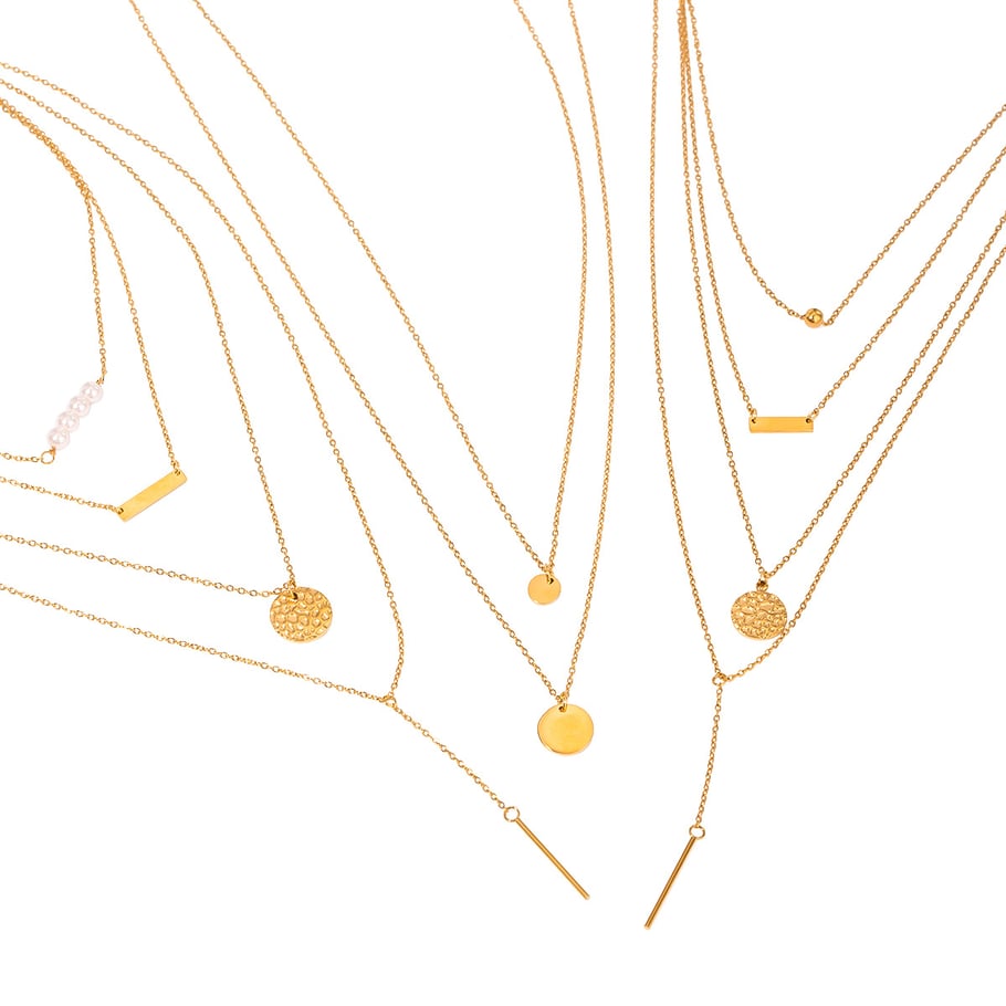 1 Piece Simple Series ins style Geometric Stainless Steel 18K Gold Plated Women Layered Necklaces Picture6