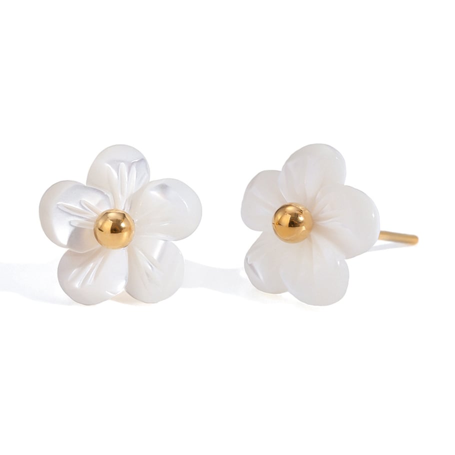 1 Pair Romantic Series Sweet Flower Stainless Steel 18K Gold Plated Women Stud Earrings Picture4