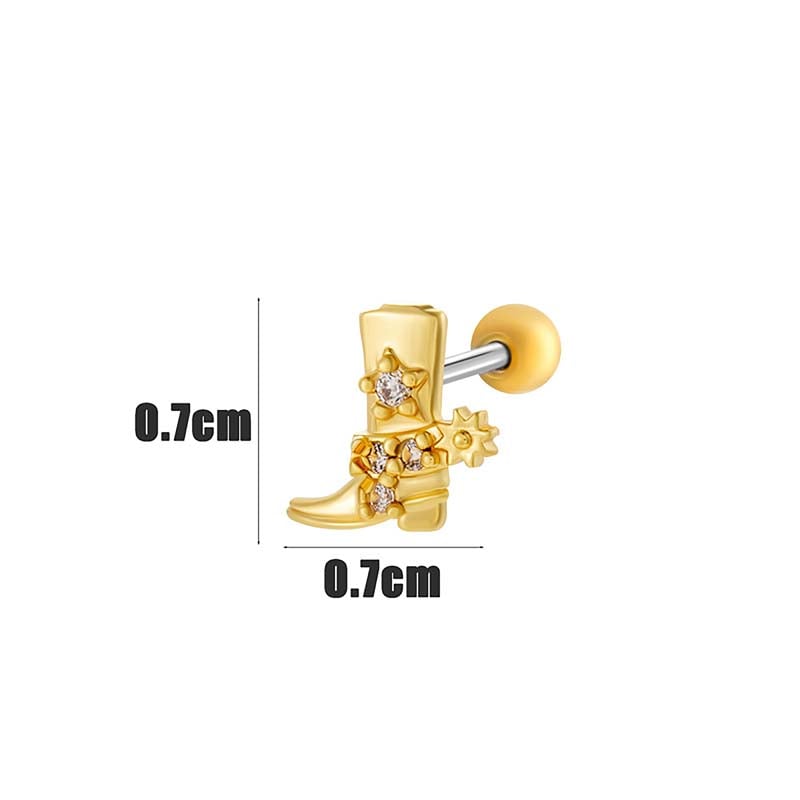 1 Piece Sweet Bow Knot Titanium Steel Zircon Women's Stud Earrings Picture2