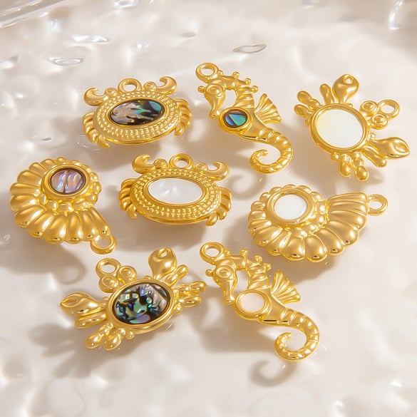 1 pieza de colgante de tortuga de vacaciones de acero inoxidable color dorado para mujer de la serie clásica