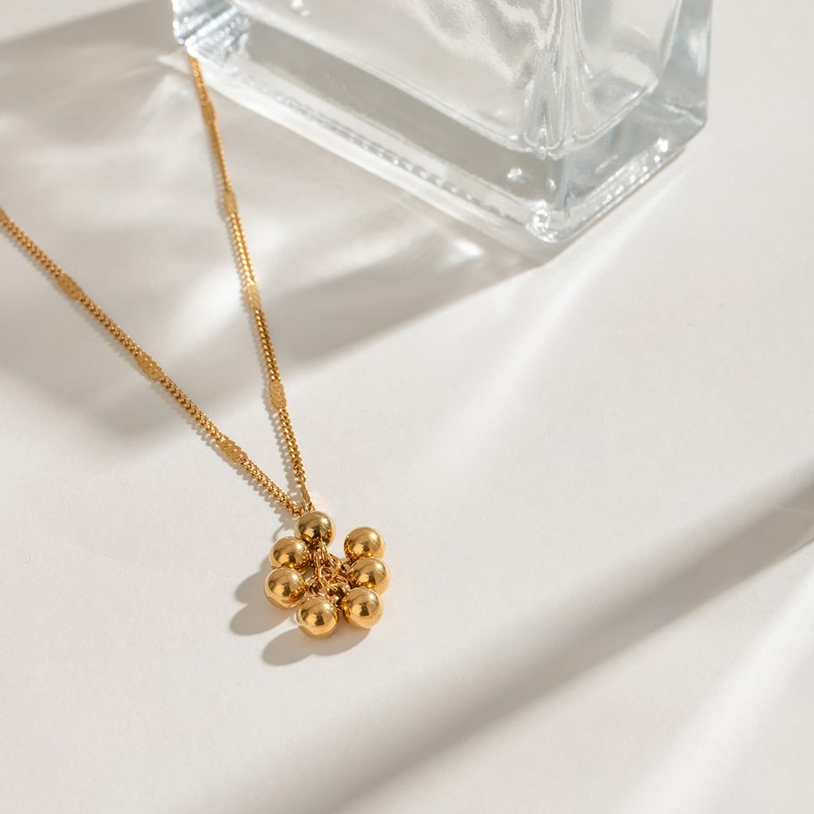 1 pezzo semplice serie giornaliera rotonda in acciaio inossidabile placcato oro 18K collane con ciondolo da donna Immagine3