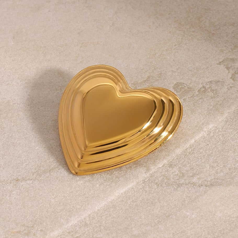 1 paio di spille da donna in acciaio inossidabile placcato oro 18 carati, serie semplice, a forma di cuore classico Immagine4