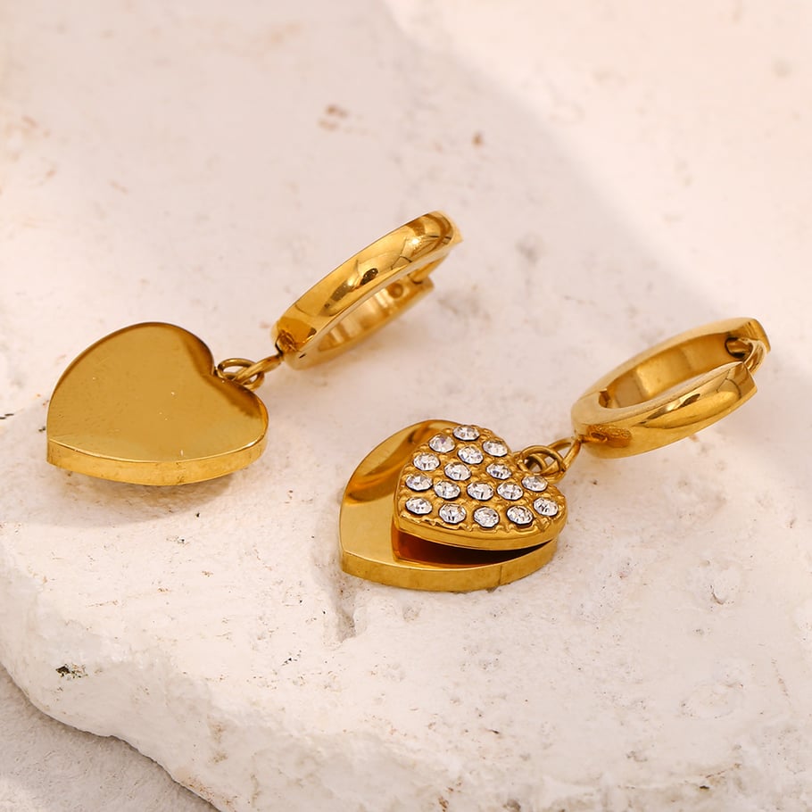 Retro Heart Stainless Steel Gold Color Drop Earrings Picture4