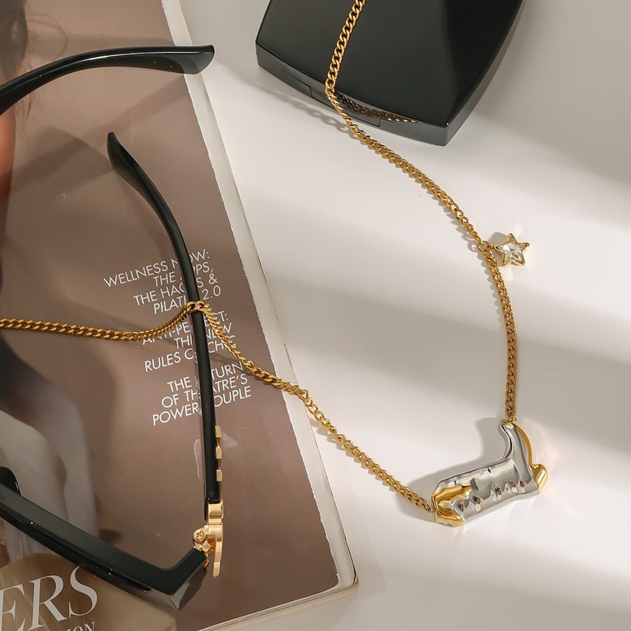 1 Piece Stylish Series Cowboy Boots Star Stainless Steel Gold Color Women's Pendant Necklaces Picture5