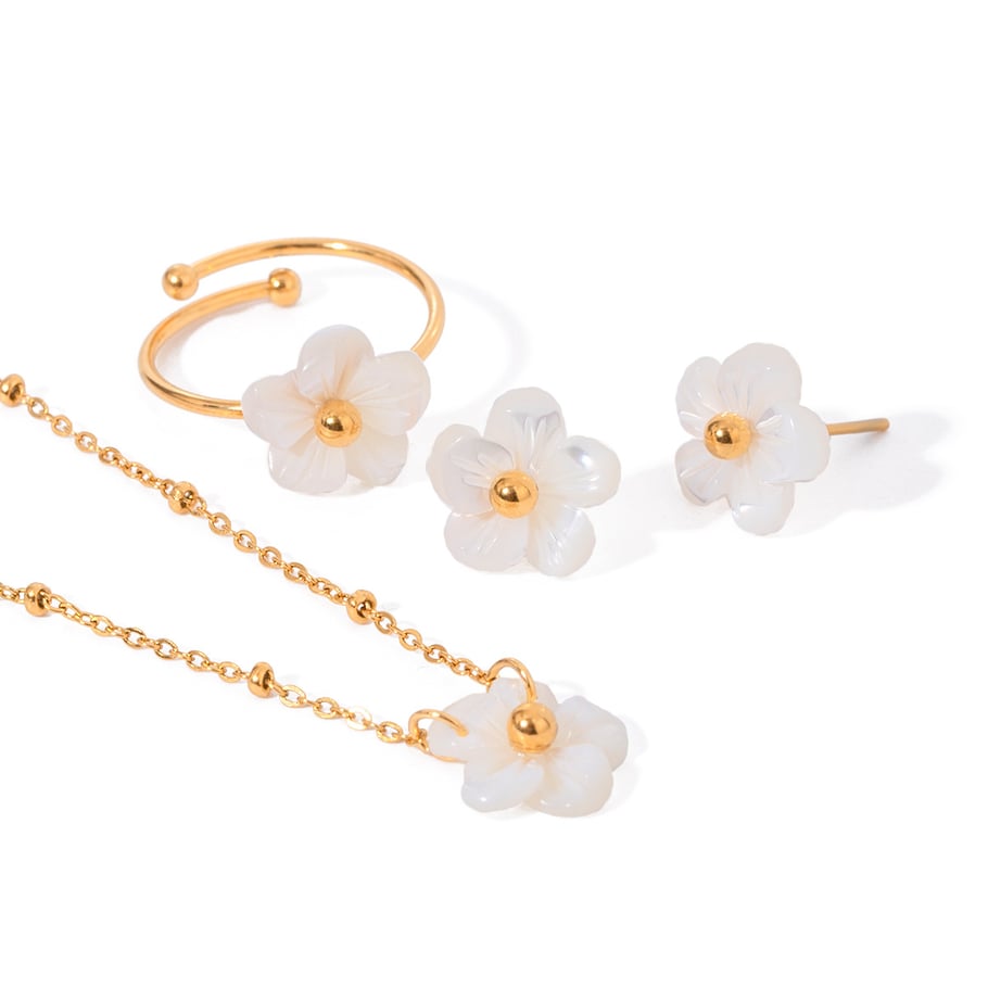 1 Paar Ohrringe-Set „Romantic Series Sweet Flower“ aus Edelstahl mit 18 Karat Vergoldung für Damen Bild5