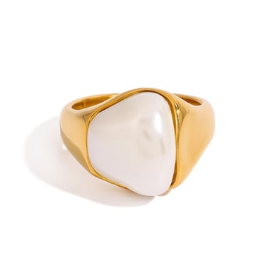 Anillos individuales de acero inoxidable irregulares de color dorado para mujer, serie clásica de Europa y América, 1 pieza h5 Imagen10