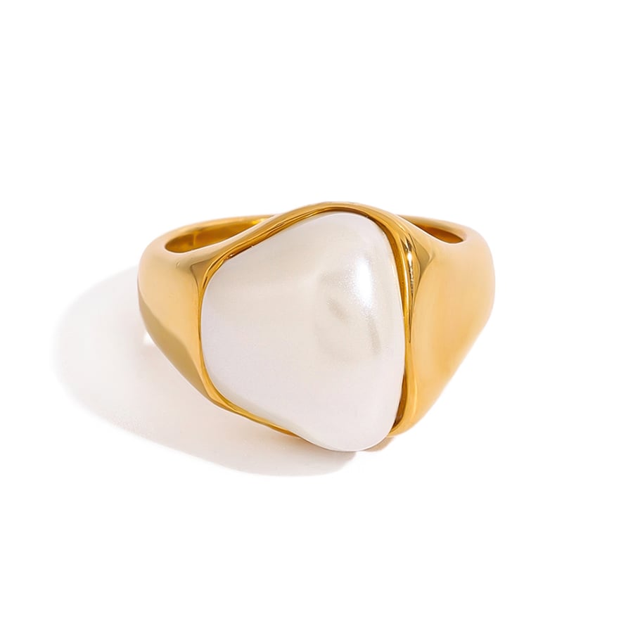Anillos individuales de acero inoxidable irregulares de color dorado para mujer, serie clásica de Europa y América, 1 pieza Imagen10