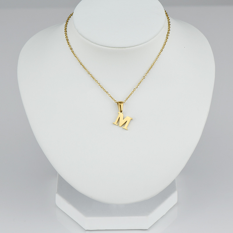 1 Stück Simple Series Simple Letter Edelstahl 18 Karat vergoldet Damen-Anhänger-Halsketten Bild3