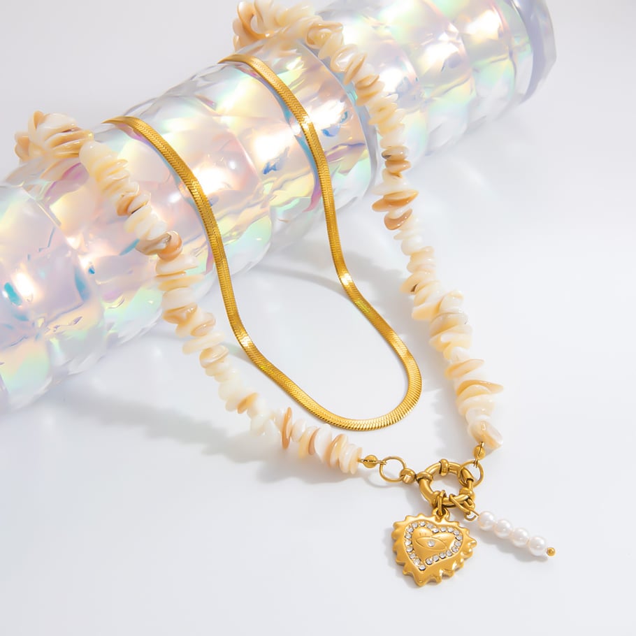 1 Piece Romantic Series Daily Heart Stainless Steel 18K Gold Color Plated Rhinestone Women's Pendant Necklaces Picture5
