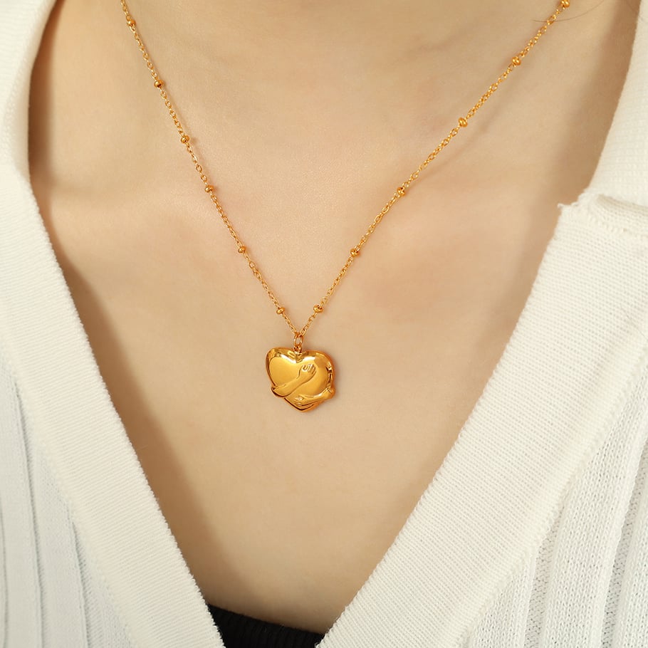 1 Piece Simple Series Retro Heart Titanium Steel 18K Gold Plated Women Pendant Necklaces Picture5