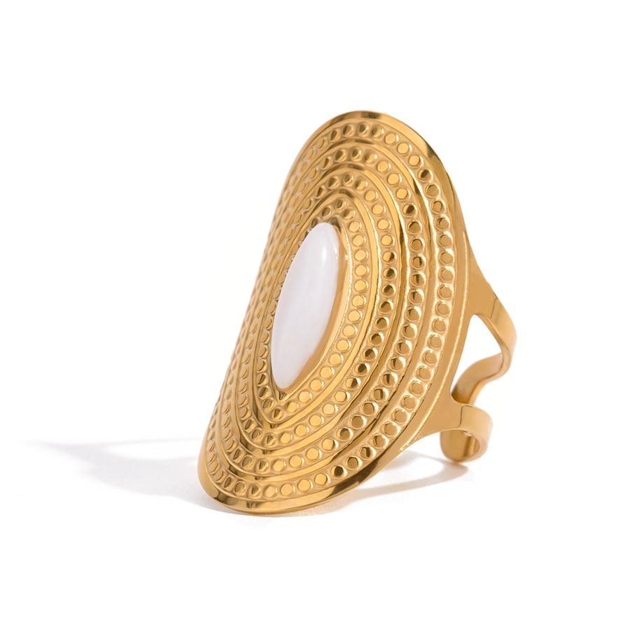1 Paar Simple Series Klassische geometrische Edelstahl 18 Karat vergoldet Naturstein Damen verstellbare Ringe Bild5