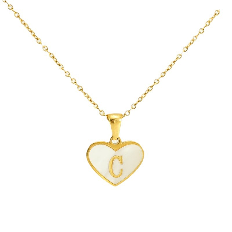 Collar con colgante de acero de titanio chapado en oro de 18 quilates para mujer, serie Simple, con forma de corazón, para uso diario. Imagen6