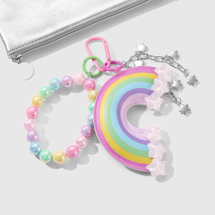 Leather Rainbow & Beaded Chain Women's Bag Charms Picture3