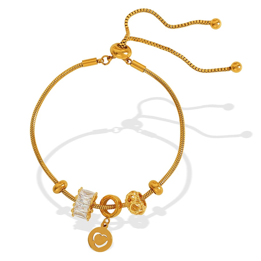 1 Piece Simple Series Casual Heart Stainless Steel 18K Gold Plated Zircon Women Charm Bracelets Picture6