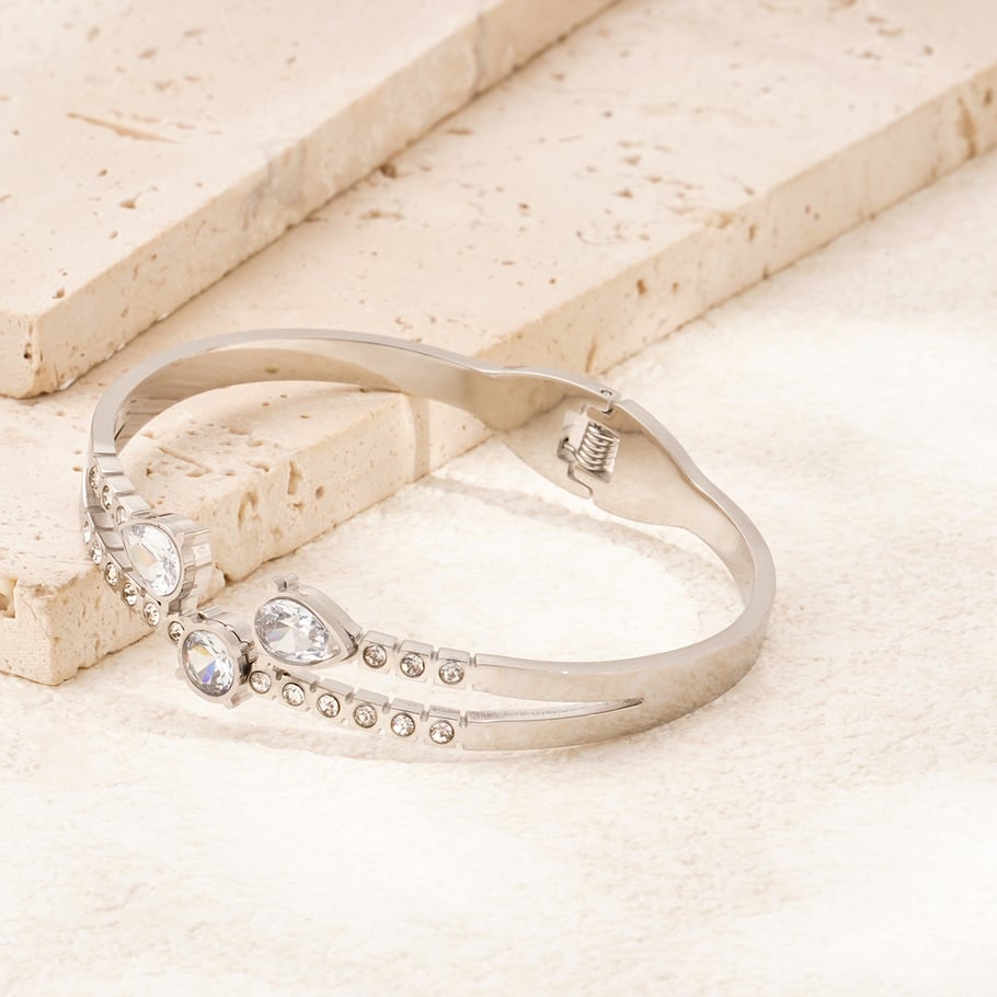 1 Piece Glamorous Series Elegant Droplet Stainless Steel Gold Color Women's Bangles Picture5