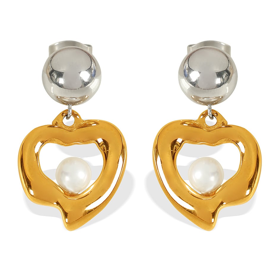 1 Pair Simple Series Retro Heart Stainless Steel 18K Gold Plated Women Drop Earrings Picture4