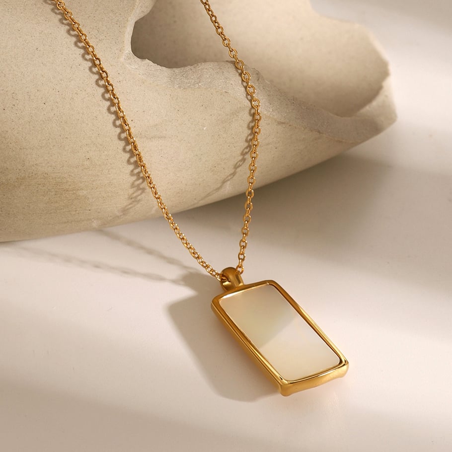 1 Piece Simple Series Retro Engraved Stainless Steel 18K Gold Plated Shell Women Pendant necklaces Picture5