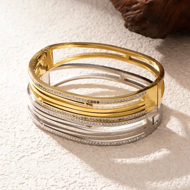 1 Piece Minimalist Series Classic Strip Stainless Steel Gold Color Women's Bangles h5 Picture6