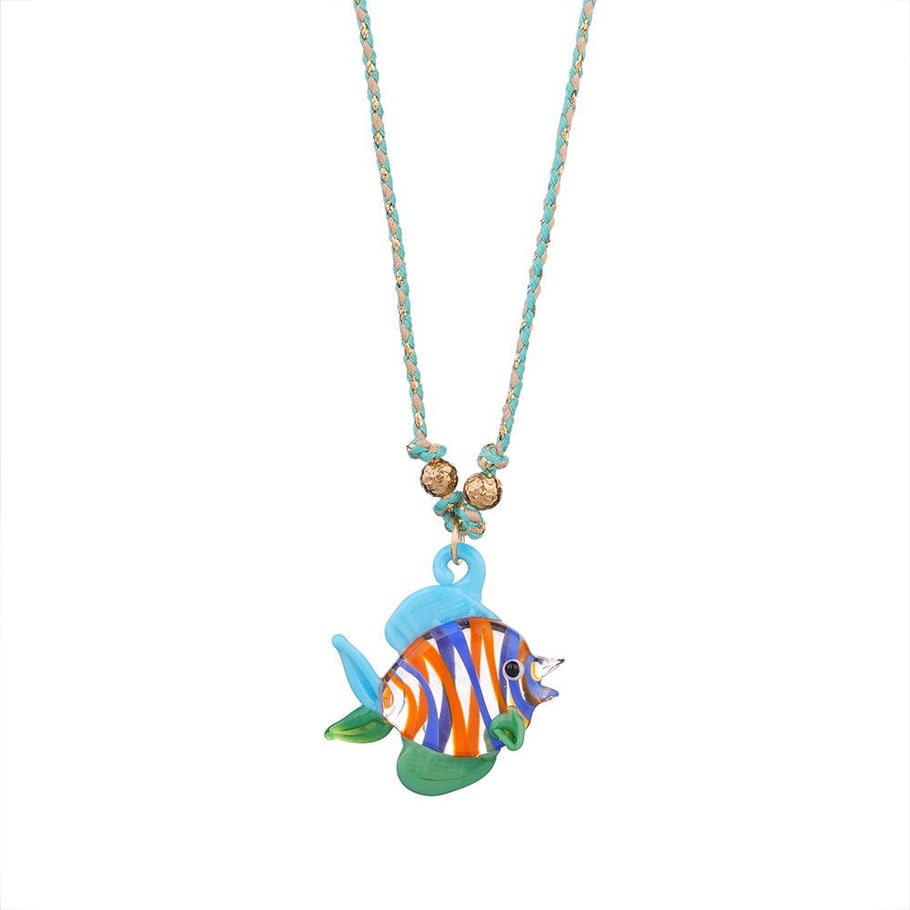 1 Piece Polychrome Series Vacation Tropical Fish Shape Glass Women's Pendant Necklaces Picture10