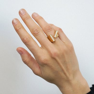 1 Pair Simple Series Simple Geometric Stainless Steel 18K Gold Plated Zircon Women Adjustable Rings h5 Picture4