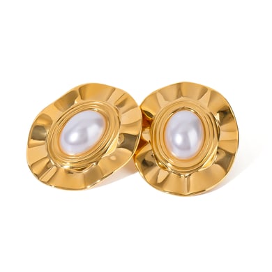 1 Pair Classic Series Retro Geometric Stainless Steel 18K Gold Plated Women Stud Earrings h5 Picture5