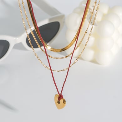 1 Stück Klassische Serie Europa und Amerika Liebe/Herzform Edelstahl Gold Farbe Damen Layered Halsketten h5 Bild4