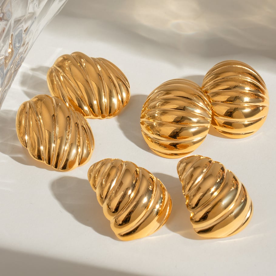1 Pair Simple Series Europe And America Thread Stainless Steel   Gold Color  Women's Stud Earrings Picture9