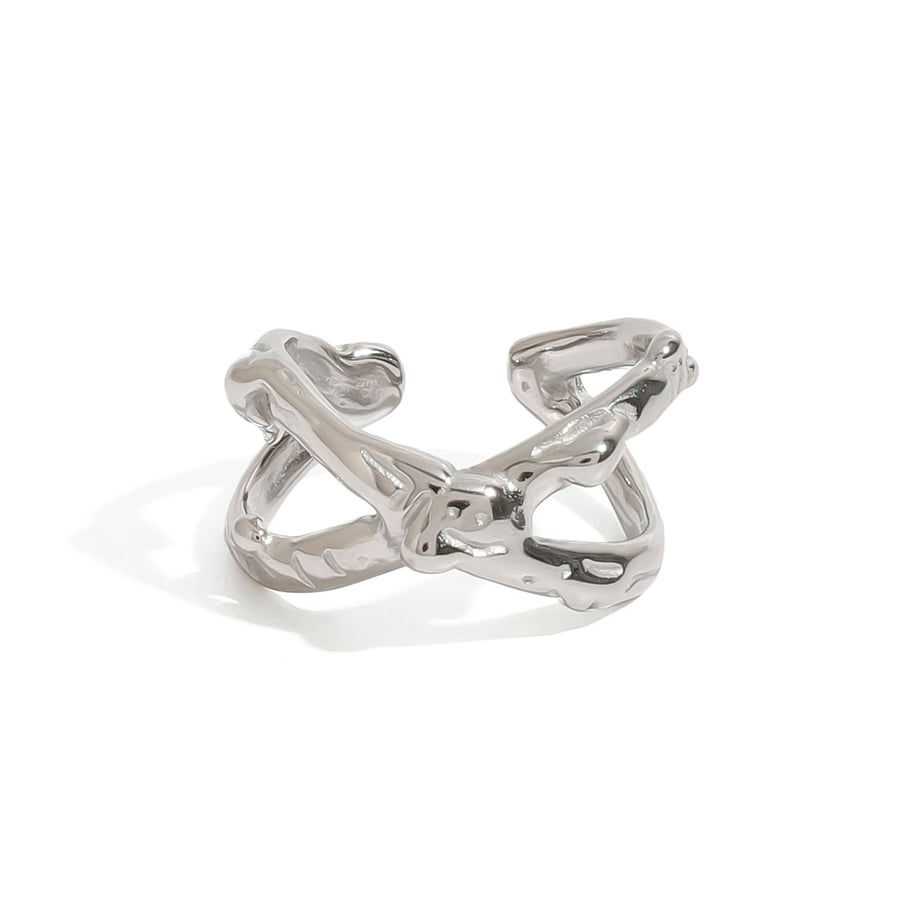 Anillos ajustables para mujer de acero inoxidable color dorado, serie simple, línea Europa y América, 1 pieza Imagen10