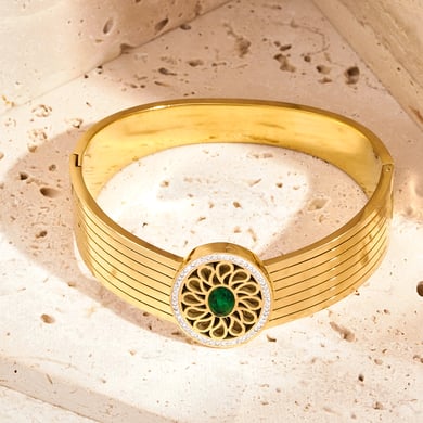 1 Piece Glamorous Series Intricate Oval Stainless Steel Gold Color Women's Bangles h5 Picture5