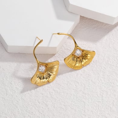 1 paire de boucles d&#39;oreilles à tige en acier inoxydable plaqué or 14 carats avec zircons pour femme, série romantique, style rétro h5 Image3