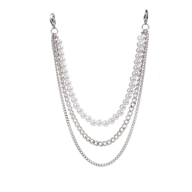 1 pezzo serie classica elegante perline in acciaio inossidabile perle artificiali collane a strati da donna h5 Immagine4