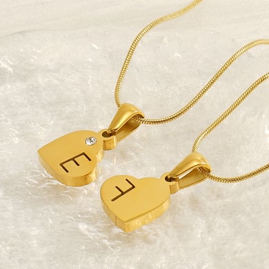 1 pezzo semplice serie semplice lettera acciaio inossidabile placcato oro 18k cristallo unisex ciondolo collane h5 Immagine4