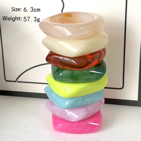 1 pieza de brazaletes de resina geométricos retro de serie simple para mujer