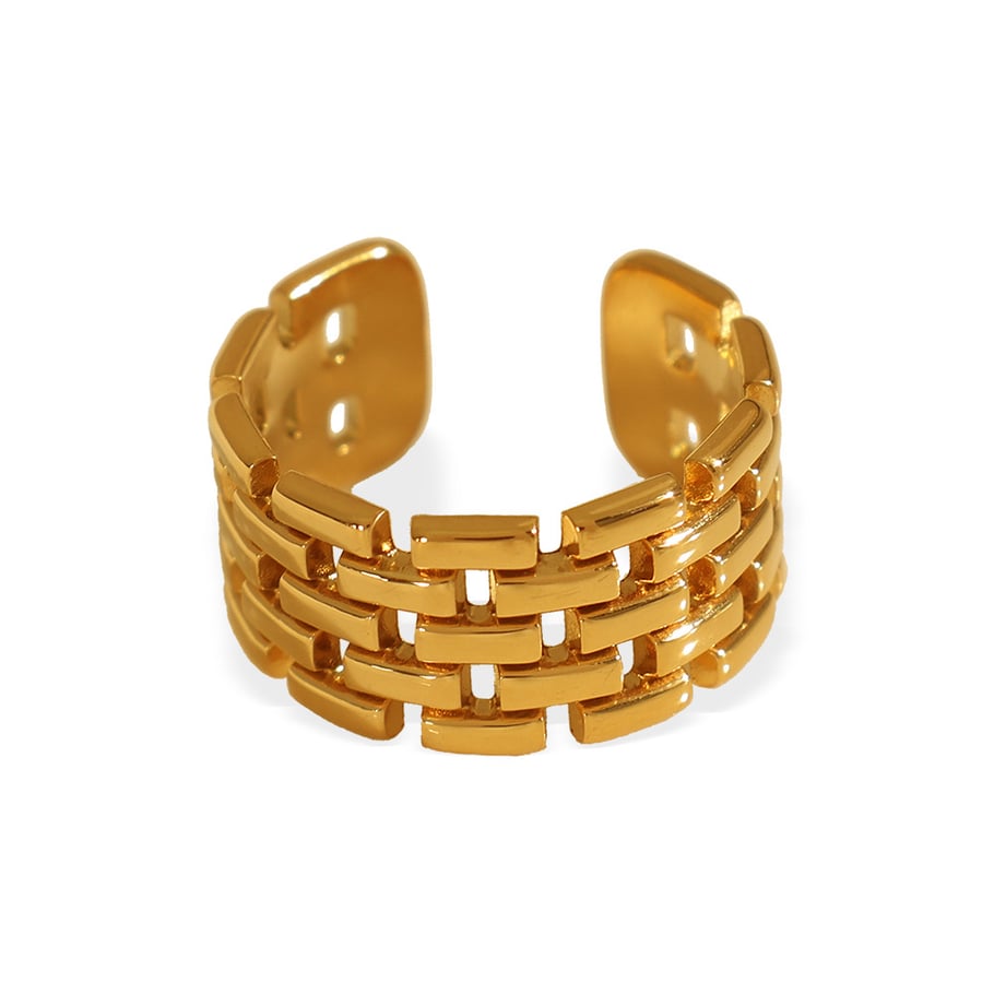1 Pair Simple Series Retro Geometric Stainless Steel 18K Gold Plated Women Adjustable Rings Picture6
