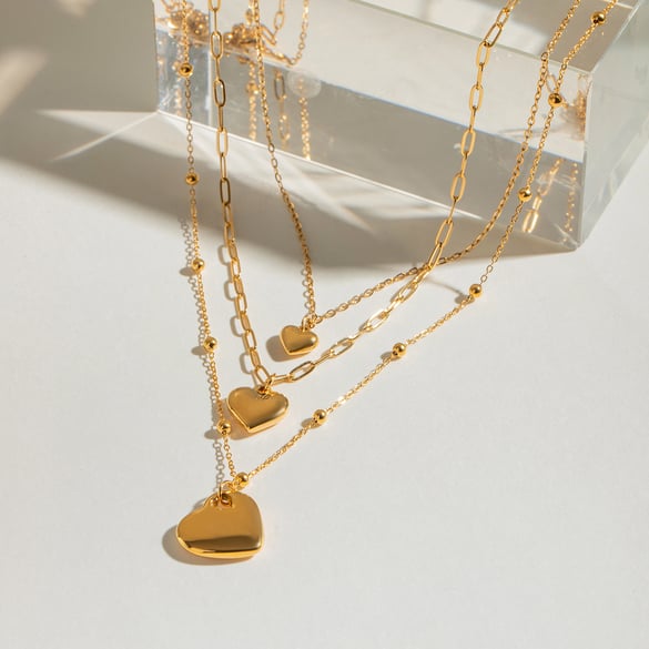 1 Piece Simple Series Simple Heart Stainless Steel 18K Gold Plated Women Layered Necklaces 2