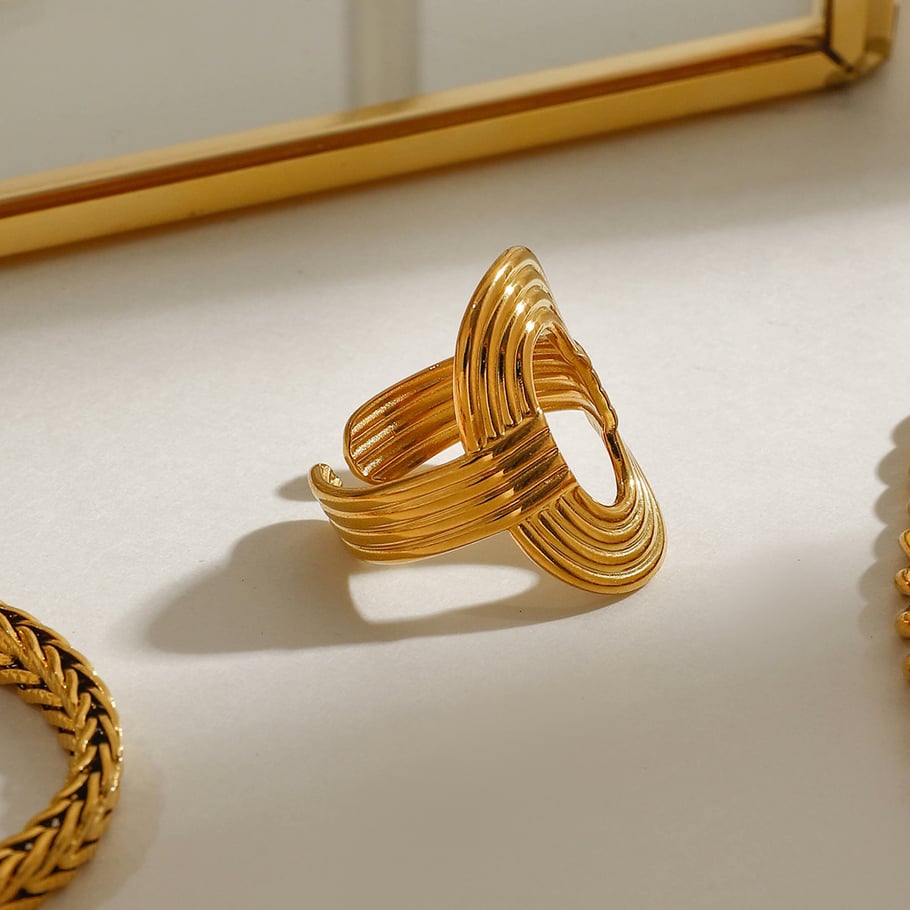 anillos ajustables para mujer de acero inoxidable ovalado clásico de la serie clásica de 1 pieza en  Imagen3