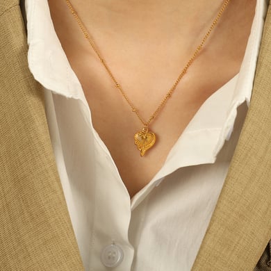 1 Piece Romantic Series Retro Heart Titanium Steel 18K Gold Color Plated Women's Pendant Necklaces h5 Picture4
