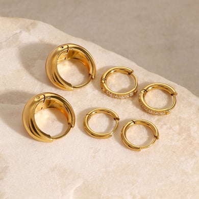1 Paar Simple Series Einfaches geometrisches Edelstahl-Ohrring-Set mit 18 Karat vergoldetem Strass für Damen h5 Bild3