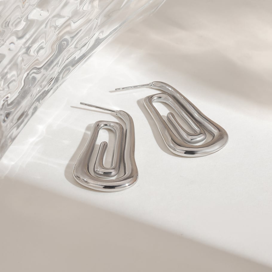 1 Pair Minimalist Series Retro Chic Spiral Shape Stainless Steel Gold Color Women's Stud Earrings Picture8