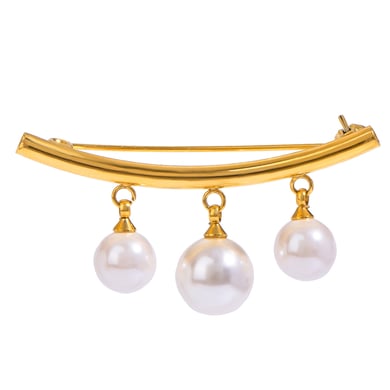 1 Pair Simple Series Elegant Geometric Stainless Steel 18K Gold Plated Artificial Pearl Women Brooches h5 Picture6