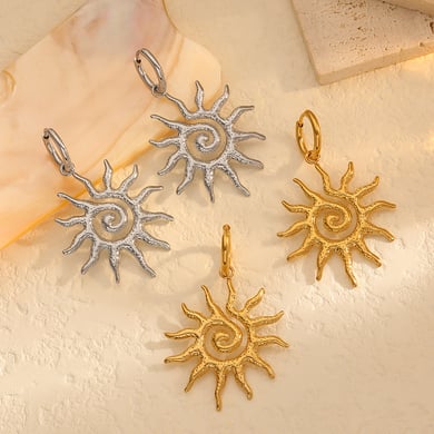 1 Paar Ohrstecker im Sonne/Mond-Stil, 18 Karat vergoldet h5 Bild3
