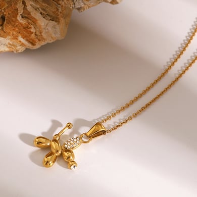 1 Piece Simple Series Cute Animal Stainless Steel 18K Gold Plated Rhinestone Women Pendant necklaces h5 Picture4