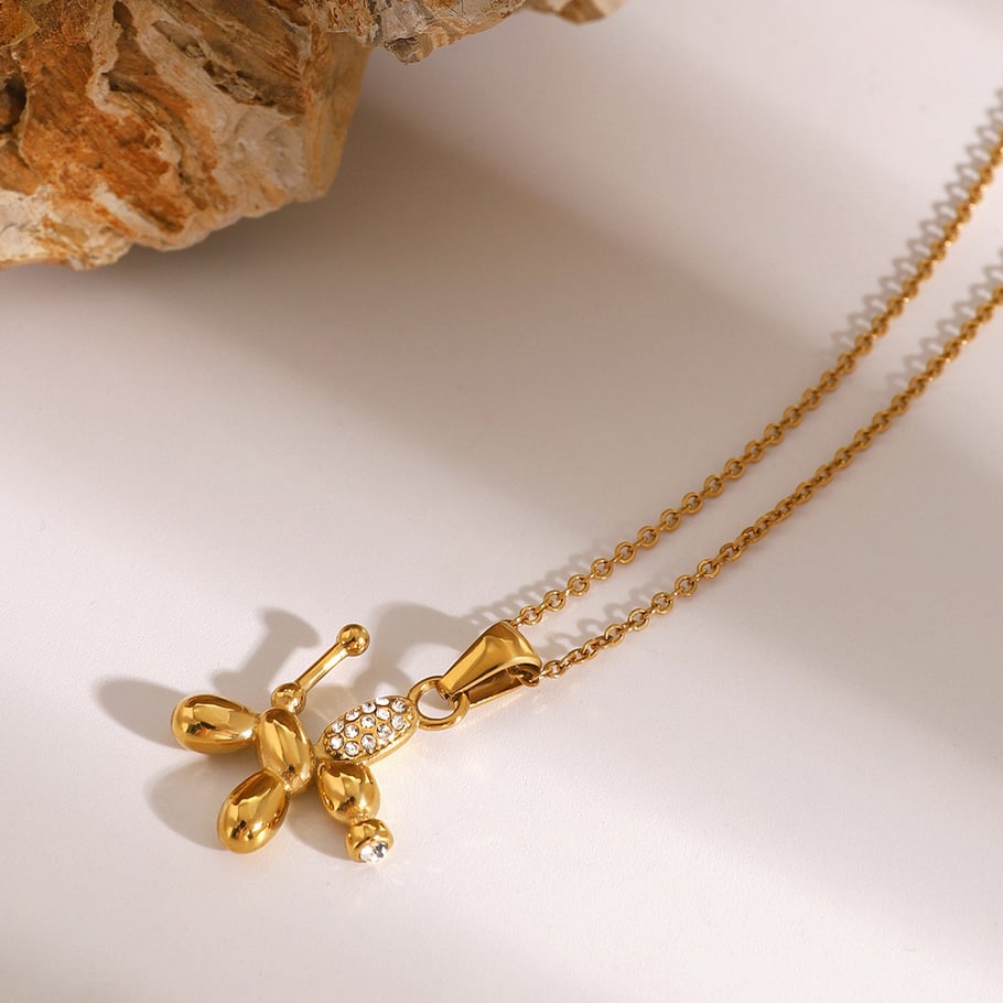 1 Piece Simple Series Cute Animal Stainless Steel 18K Gold Plated Rhinestone Women Pendant necklaces Picture4