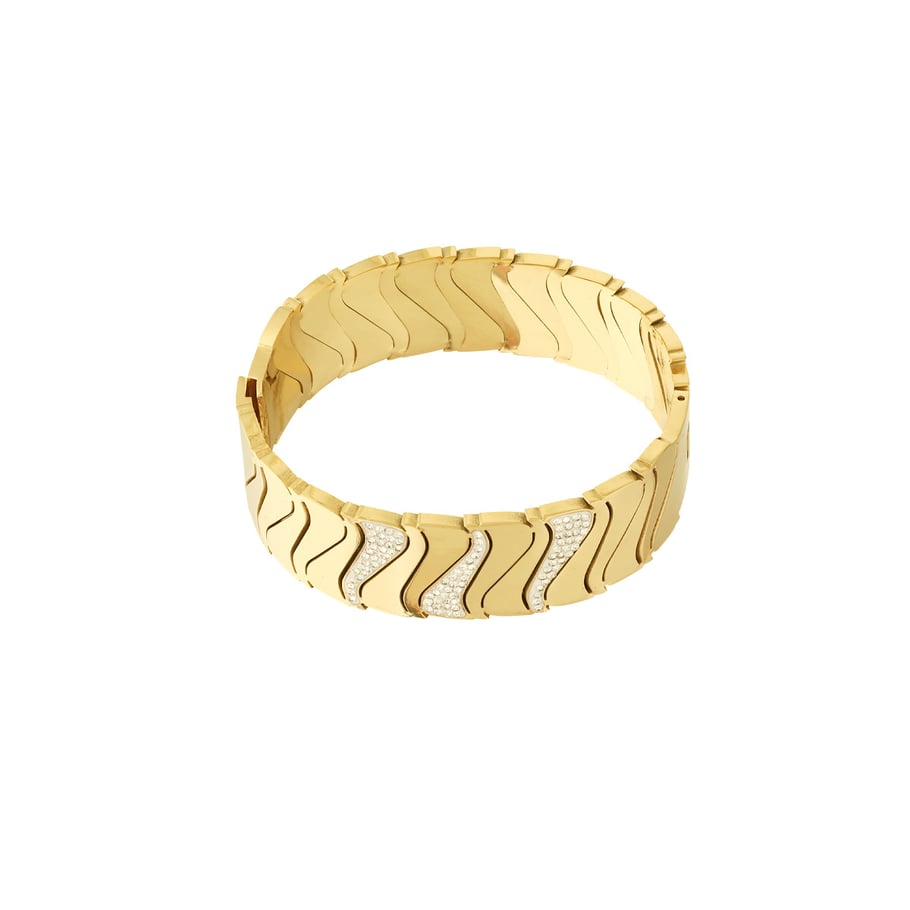 1 Piece Opulent Series Elegant Irregular Stainless Steel Gold Color Women's Bangles Picture6